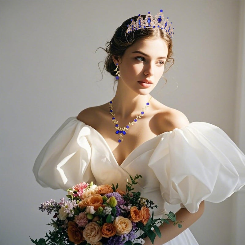 Kamirola Tiaras and Crowns for Women,Tiaras Earrings Necklace, Crystal Bridal Jewelry Set, Costume Party Halloween Prom Pageant Jewelry for Women(TR45) - Image 3
